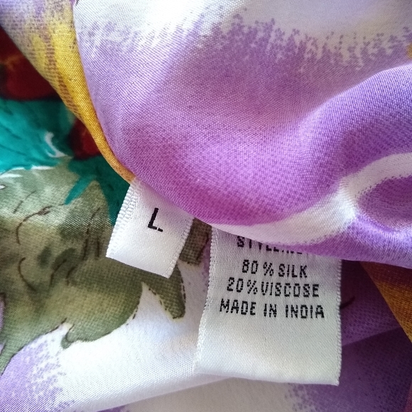 Vintage wrap silk blend purple floral flowy reversible skirt - Picture 7 of 7